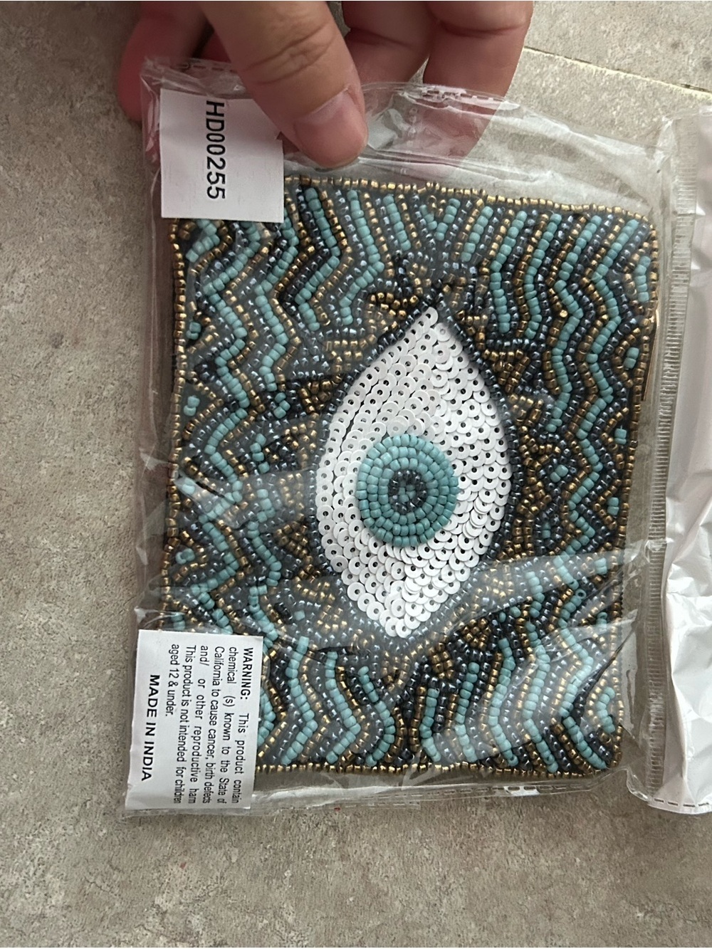 4/$100 Beaded Sequin Eye Clutch - Turquoise & Gold